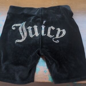 Juicy Couture Black Rhinestone Velour Bike Shorts